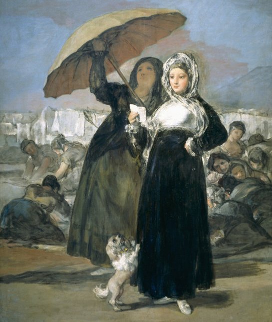 Goya "Las jovenes o la carta" és egy bichon frisé